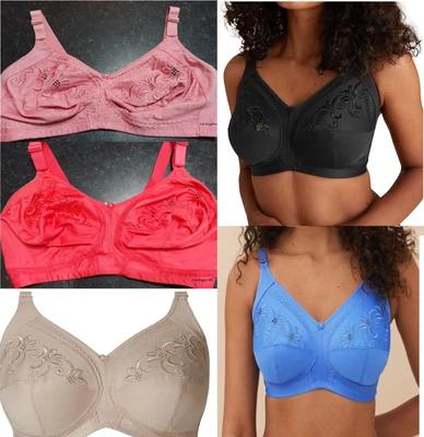 £13.99 • Buy M&S Bra Floral Embroidered Total Support Full Cup Cotton Rich Non Padded No Wire