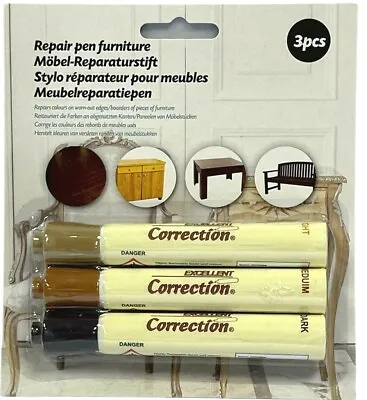 Scratch Repair Touch Up Pen For Furniture Wood Floor  Dark Light Brown 3-Pack • £3.69