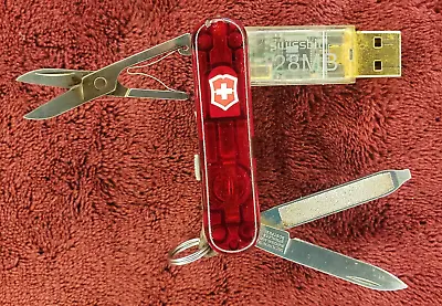 Victorinox 128MB Memory Flash Drive Swiss Army Knife Red Red LED Lite Pen • $26.95