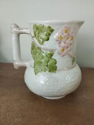 Vintage 1950s Shorter & Sons Majolica Jug With Embossed Basket/Trellis/Floral • £9.95