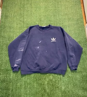 Adidas Vintage 1990s Blue Distressed Sweatshirt. Size XL • $24.99