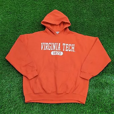 Vintage Virginia-Tech University Hoodie Womens Large 22x25 Burnt-Orange Spellout • $54.80