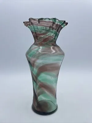£47.38 • Buy Vintage Boho Style Hand Blown Swirled Art Glass Vase 8”- Table Decor Collection