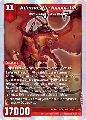 Kaijudo X1 INFERNUS THE IMMOLATOR Super Rare S2/S10 7CLA - Clash Of DUEL MASTERS • $46