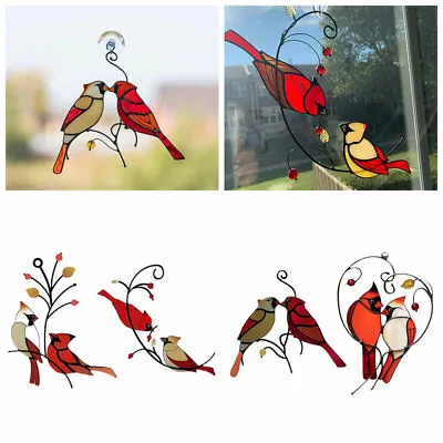 Acrylic Art Lovely Couple Birds Hanging Ornaments Wall Garden Fence Home Decor • £8.99