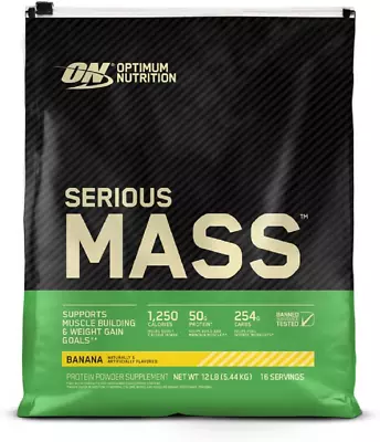 Optimum Nutrition Serious Mass Weight Gainer Protein Carb Powder Drink 12lb • $83.55