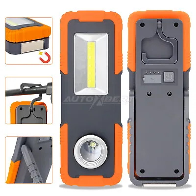 LED Work Light Inspection Hand Torch Flashlight Magnetic Zoomable Rechargeable • £16.19