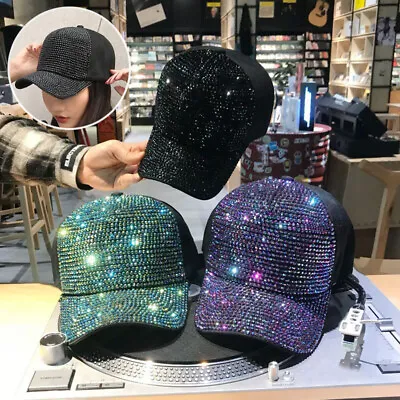 Rhinestone Sequins Baseball Cap Casual Glitter Bling Hat Women SnapBack Cap Hat • $9.49