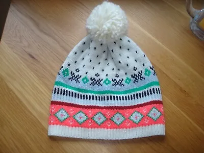 £12.95 • Buy GAP Bright Multicoloured Fairisle Design Soft Knit Winter Pom Pom Hat BNWT