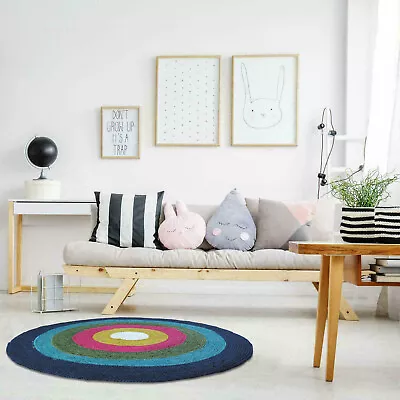 100% Jute Area Rug Braided Mat Bohemian Fisheye Carpet Multicolor Round Rag Rugs • £54.04