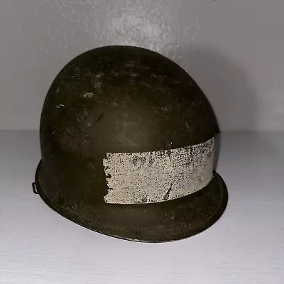 VINTAGE US  Army M1 Steel Pot Helmet Green Military Rear Seam Swivel Bale • $50