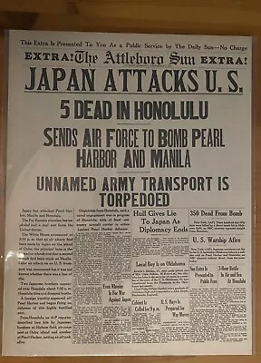 Vintage Newspaper Headline ~ Japanese Planes Attack Pearl Harbor 1941 Hawaii Ww2 • $14.49