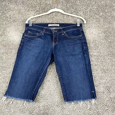 J Brand Cut-Off Denim Shorts Women's Size 25 Blue Low Rise Medium Wash Raw Hem • $18.95