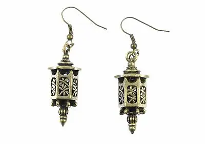 Lantern Earrings Miniblings Hanging Lamp Morocco Middle Eastern Asian Bronze • $29.13
