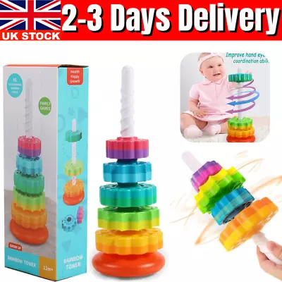 Baby Sensory Spinning Toy Rainbow Stacking Early Educational Learning Toys Gifts • £9.80