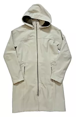 Eddie Bauer Point Vista Parka Beige Gray Long Full Zip With Hood  Sz M • $59.99