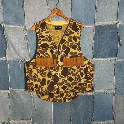 Vintage 70s Redhead Hunting Duck Camo Vest USA Outdoor Size Large • $30