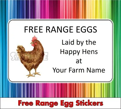 65 X Personalised Brown Chicken Hen Egg Box Carton Labels Free Range Stickers • £2.29