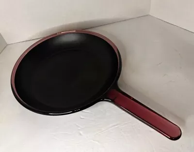 Pyrex Vision Corning 10” Cranberry Open Skillet Non-Stick Fry Pan France GUC • $26.99