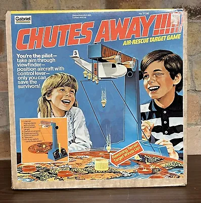 Vintage Gabriel 1977 CHUTES AWAY Air Rescue Game W/Box 9 Parachutes  *Tested • $95