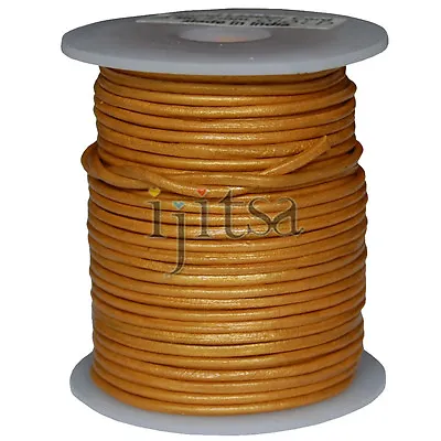 $12.88 • Buy 2mm Round Gold Genuine Leather Cord 5 Yards Section (spool Is Not Included)