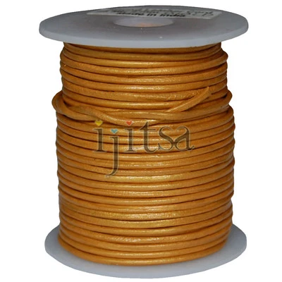 $12.88 • Buy 2mm Round Gold Genuine Leather Cord 5 Yards Section (spool Is Not Included)