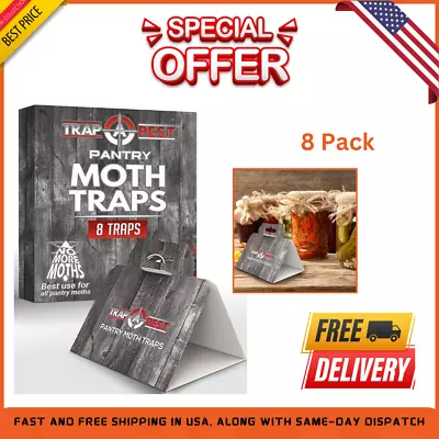 Pantry Moth Traps Safe Glue With Pheromones 8 Pack Effective Adhesive Non Toxic • $13.99