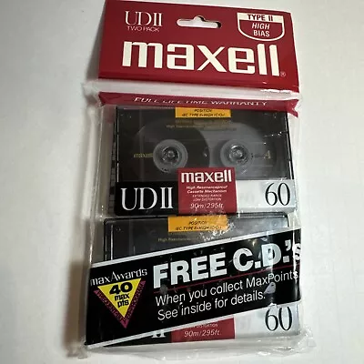 Maxwell UDII Type II 60 High Bias Audio Cassette Pack Of 2 NEW SEALED • $13.99