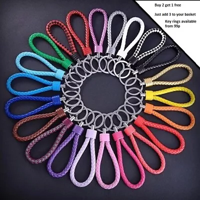 £1.95 • Buy Braided Faux Leather Strap Keyring Keychain Car Key Chain Ring Key Fob