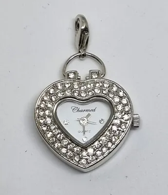 Beautiful Diamante Heart Watch Bracelet Charm By Charmed • £9.99