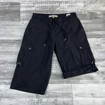 GUESS Mens Shorts Large Black Cargo Capri Los Angeles Roll Up Belt Drawstrings • $42.46