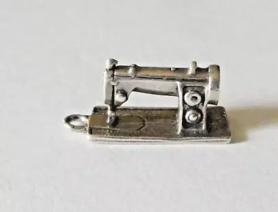 VTG 1990's Sterling Silver 3D Sewing Machine Charm Pendant Seamstress 13/16  L • $27.90