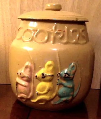 Very Vintage Three Blind Mice OLD Cookie Jar  1940's Stoneware • $39.98