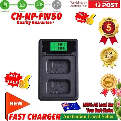 $24.60 • Buy NP-FW50 Battery LED DUAL Charger For Sony Alpha A6000 A6300 A7 Camera Lens NEW