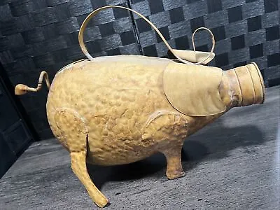 Large Rustic Farmhouse Pig Watering Can With Springy Tail RARE And Unique 17x13 • $28