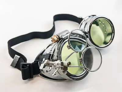 $16.99 • Buy Steampunk Goggles Crazy GCG Burning Man Cosplay Costume Mad Scientist 16X Green