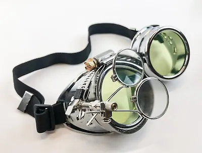 Steampunk Goggles Crazy GCG Burning Man Cosplay Costume Mad Scientist 16X Green • $16.99