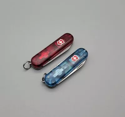 Victorinox 58mmSwissLite Swiss Army Knives - Red/Blue - Red LED Light - Lot Of 2 • $43.99