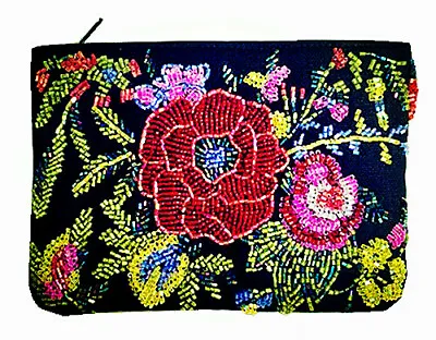 New Handmade Ladies Rose Design Small Sparkling Sequin Bag Makeup Coin Purse • $10.95