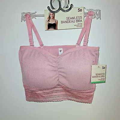 SO Junior Bandeau Bra Wire-Free Removable Cups Convertible Pink NWT • $7.99