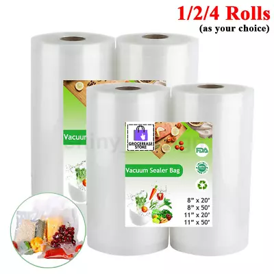 Giant Rolls 8 X50' 11 X50' 8x20 Vacuum Sealer Bags Food Saver Embossed Bag 4 Mil • $22.70