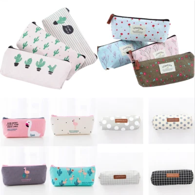 £4.99 • Buy Canvas Pencil Case Portable Pen Bag Coin Pouch Zipper For Student School Office