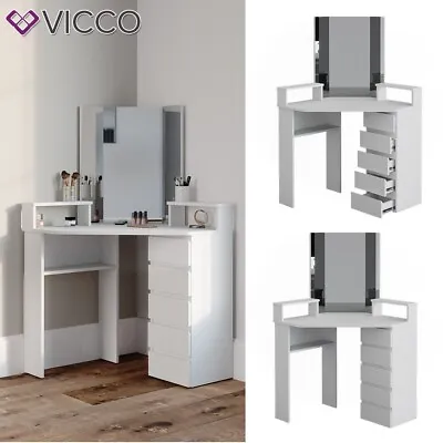 £149.17 • Buy Dressing Table Corner Table Vanity Make-up Desk Tilda White With Mirror Vicco