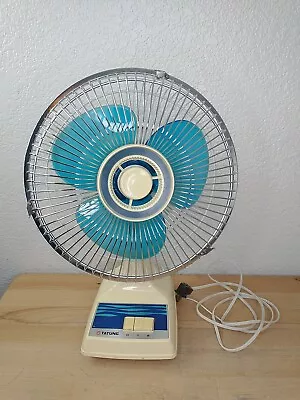 Vtg Tatung Oscillating Table Top Desk Fan WORKING Model LB-9 Blue 2-Speed 10  • $59.99