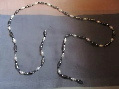 Magnetic Hematite & Freshwater Pearl Necklace -30.5 Inch   (1236). • £1.99