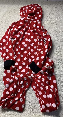 Minnie Mouse Disney Polka Dot Red/White One-piece Pajama. Fleece. Size Medium • $10