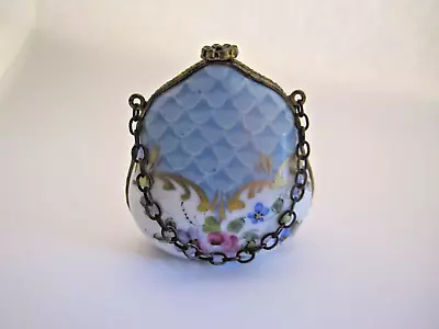 VINTAGE Signed Numbered  LIMOGES France PURSE Peint Main Hinged Trinket Box • $45