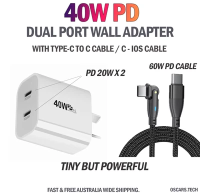 $20.95 • Buy Dual USB C Fast Wall Charger Type C To C Cable Power Adapter For IPhone Samsung