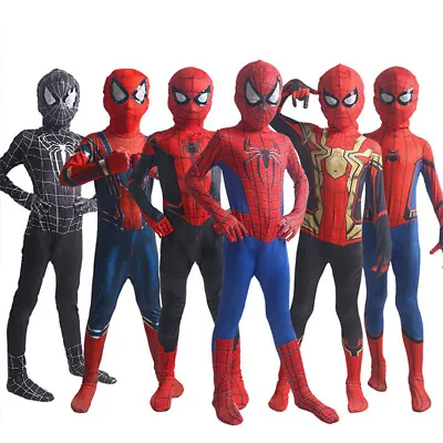 Kids Boys Spiderman Jumpsuit Cosplay Costume Miles Morales Tobey Maguire Outfits • £10.29