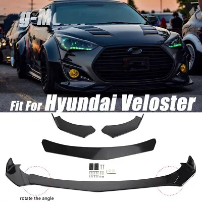 For Hyundai Veloster 2012-2020 Front Bumper Lip Glossy Black Body Kit Spoiler • $59.14